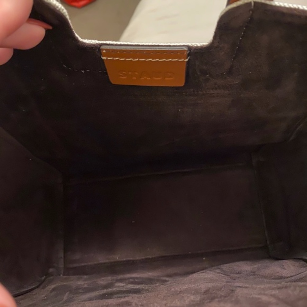 Staud Shirley Canvas Leather Tote Crossbody Bag - Picture 10 of 15